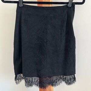 H&M Black Mini Skirt with Lace Hem